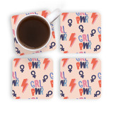 Girl Power Pattern Coaster Set By Artists Collection