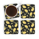 Hand Drawn Lemons Pattern Coaster Set By Artists Collection