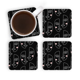 One Line Faces  Pattern Coaster Set By Artists Collection