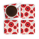 Poppy Flower Pattern Coaster Set By Artists Collection