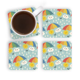 Sun And Cloud Pattern Coaster Set By Artists Collection