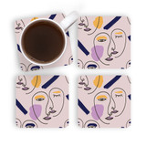 Woman Face Minimal Line Style Coaster Set By Artists Collection