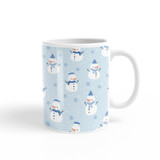 Blue Background Snowman Pattern Coffee Mug By Artists Collection