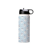 Blue Background Snowman Pattern Water Bottle By Artists Collection