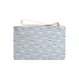 Blue Background Snowman Pattern Clutch Bag By Artists Collection