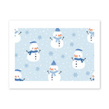 Blue Background Snowman Pattern Art Print By Artists Collection