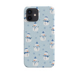 Blue Background Snowman Pattern iPhone Snap Case By Artists Collection