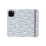 Blue Background Snowman Pattern iPhone Folio Case By Artists Collection