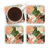 Palm Trees With Lines Pattern Coaster Set By Artists Collection