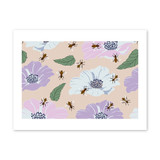 Flowers With Bees Pattern Art Print By Artists Collection