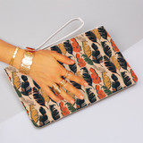 Exotic Modern Leaves Pattern Clutch Bag By Artists Collection