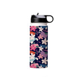 Abstract Orange Flowers Pattern Water Bottle By Artists Collection