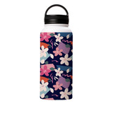 Abstract Orange Flowers Pattern Water Bottle By Artists Collection