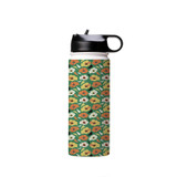 Abstract Green Flower Pattern Water Bottle By Artists Collection