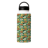 Abstract Green Flower Pattern Water Bottle By Artists Collection