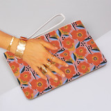 Abstract Orange Poppy Pattern Clutch Bag By Artists Collection