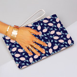 Abstract Blue Lemons Pattern Clutch Bag By Artists Collection