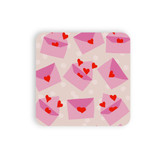 Love Letters With Hearts Pattern Coaster Set By Artists Collection