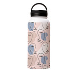 Line Faces Pattern Water Bottle By Artists Collection