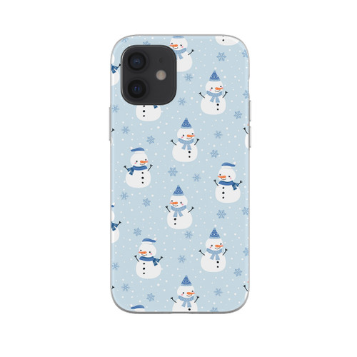 Blue Background Snowman Pattern iPhone Soft Case By Artists Collection
