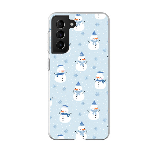 Blue Background Snowman Pattern Samsung Soft Case By Artists Collection