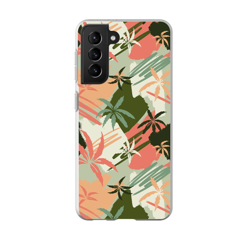 Palm Trees With Lines Pattern Samsung Soft Case By Artists Collection