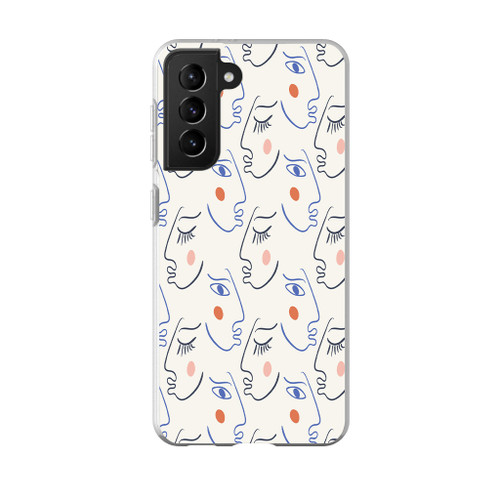 One Line Drawing Abstract Faces Samsung Soft Case By Artists Collection