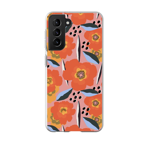 Abstract Orange Poppy Pattern Samsung Soft Case By Artists Collection