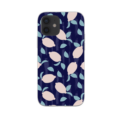 Abstract Blue Lemons Pattern iPhone Soft Case By Artists Collection