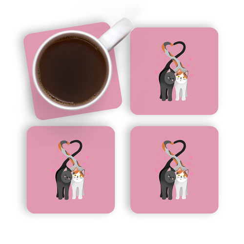 Cats In Love Coaster Set By Vexels