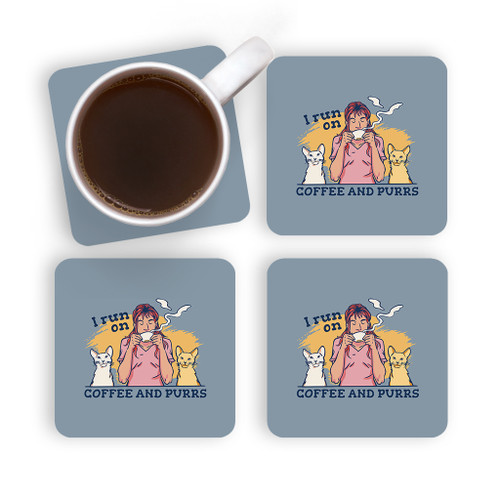 I Run On Coffee And Purrs Coaster Set By Vexels