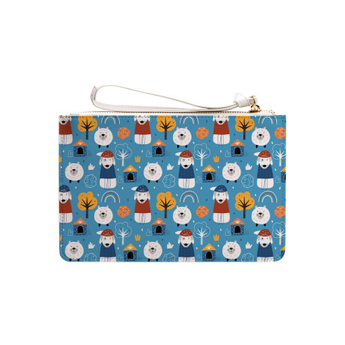 Blue Dogs Pattern Clutch Bag By Artists Collection