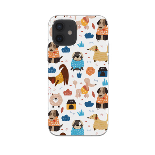 Cute Dogs Playing Pattern iPhone Soft Case By Artists Collection