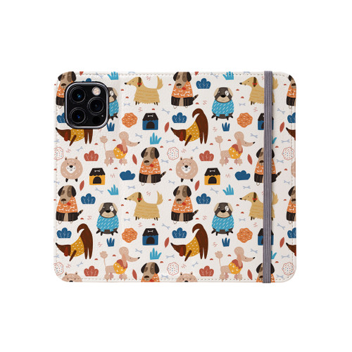 Cute Dogs Playing Pattern iPhone Folio Case By Artists Collection