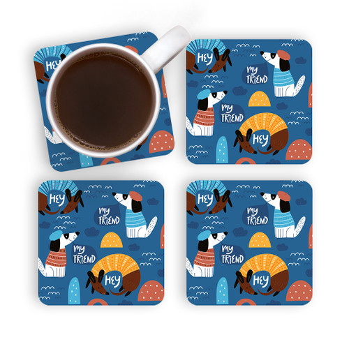 My Friend Dogs Pattern Coaster Set By Artists Collection