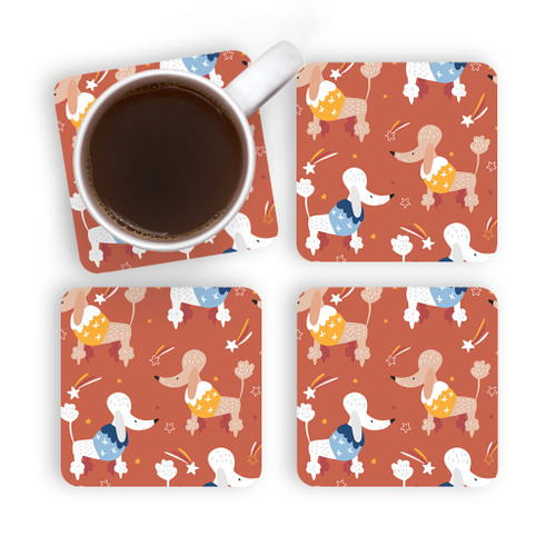 Poodles Dog Pattern Coaster Set By Artists Collection