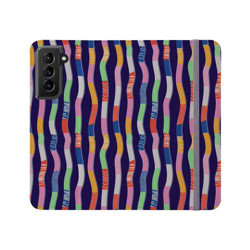 Abstract Ribbons Pattern Samsung Folio Case By Artists Collection