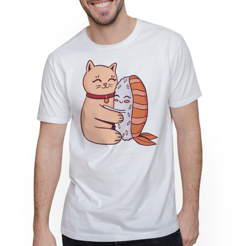 Cat And Sushi Hug T-Shirt By Vexels