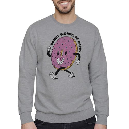 Donut Worry Be Happy Crewneck Sweatshirt By Vexels