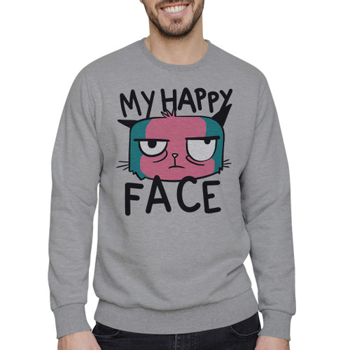 My Happy Face Cat Crewneck Sweatshirt By Vexels