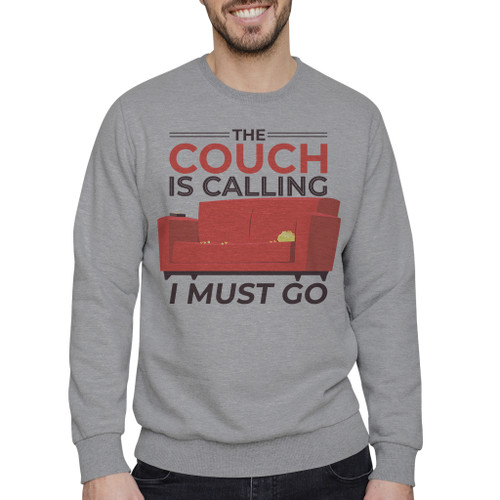 The Couch Is Calling I Must Go Crewneck Sweatshirt By Vexels