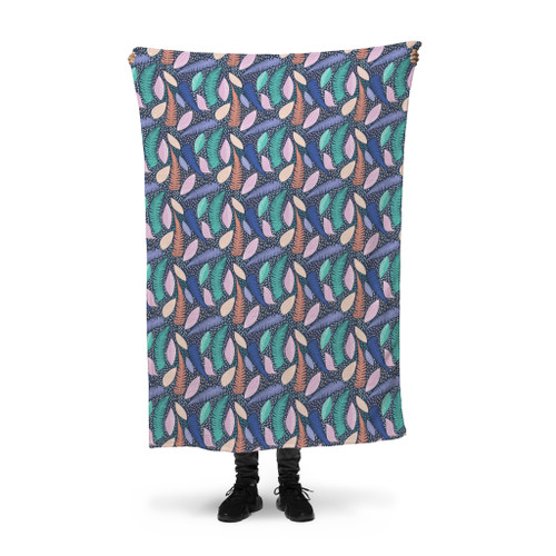 Colorful Fern Pattern Fleece Blanket By Artists Collection