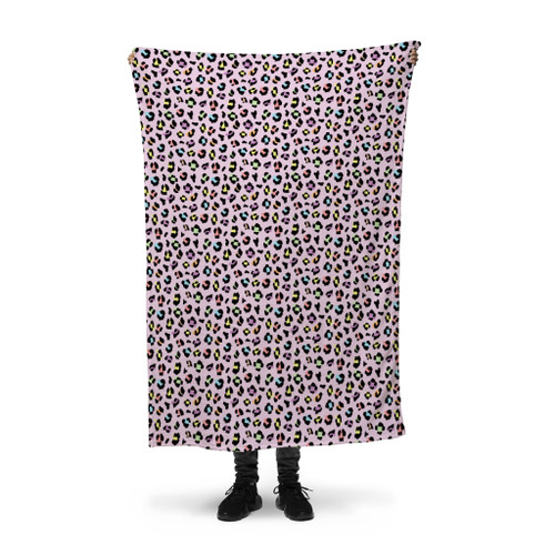 Colorful Leopard Skin Pattern Fleece Blanket By Artists Collection