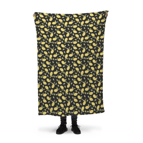 Hand Drawn Lemons Pattern Fleece Blanket By Artists Collection
