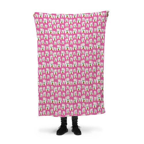 Lucky Cat Pattern Fleece Blanket By Artists Collection