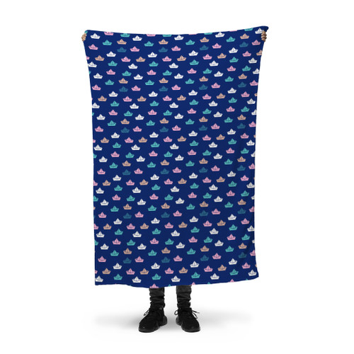 Paper Boats Pattern Fleece Blanket By Artists Collection