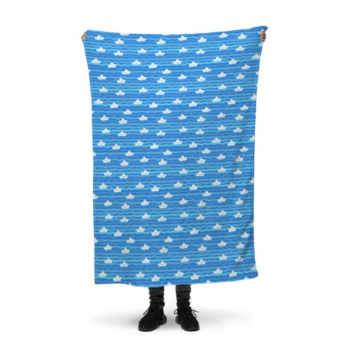 Paper Boat Pattern Fleece Blanket By Artists Collection