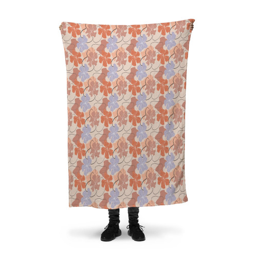 Hand Drawn Abstract Flowers Fleece Blanket By Artists Collection