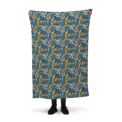 Exotic Cats Pattern Fleece Blanket By Artists Collection