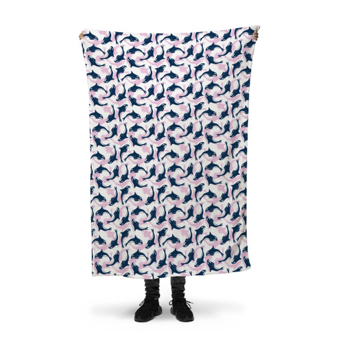 Dolphin Pattern Fleece Blanket By Artists Collection